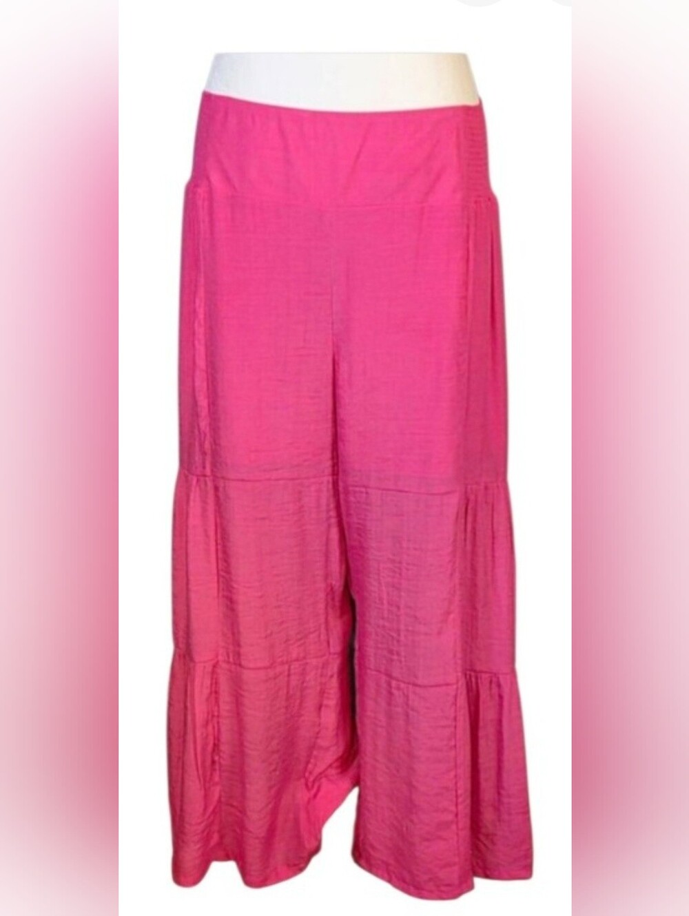 Nanette Lepore Fuchsia Pink Tiered Wide Leg Pants Size M - Mint Condition